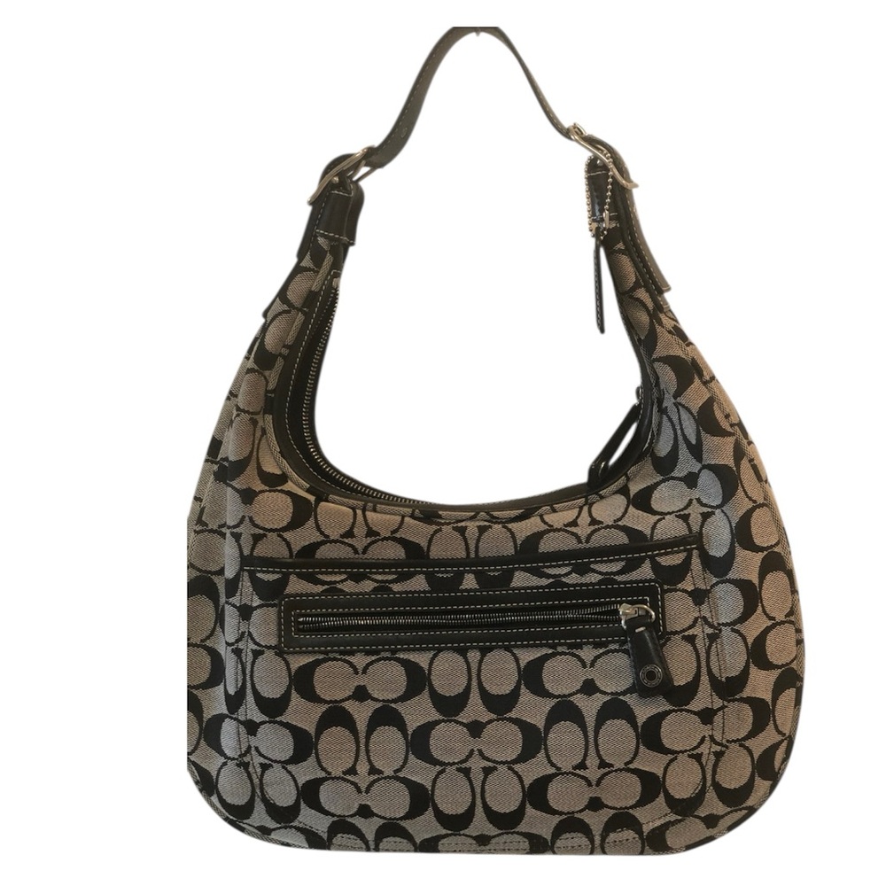 Vintage 00s Coach 6070 Signature Hobo Shoulder Bag black & Gray CC Pattern